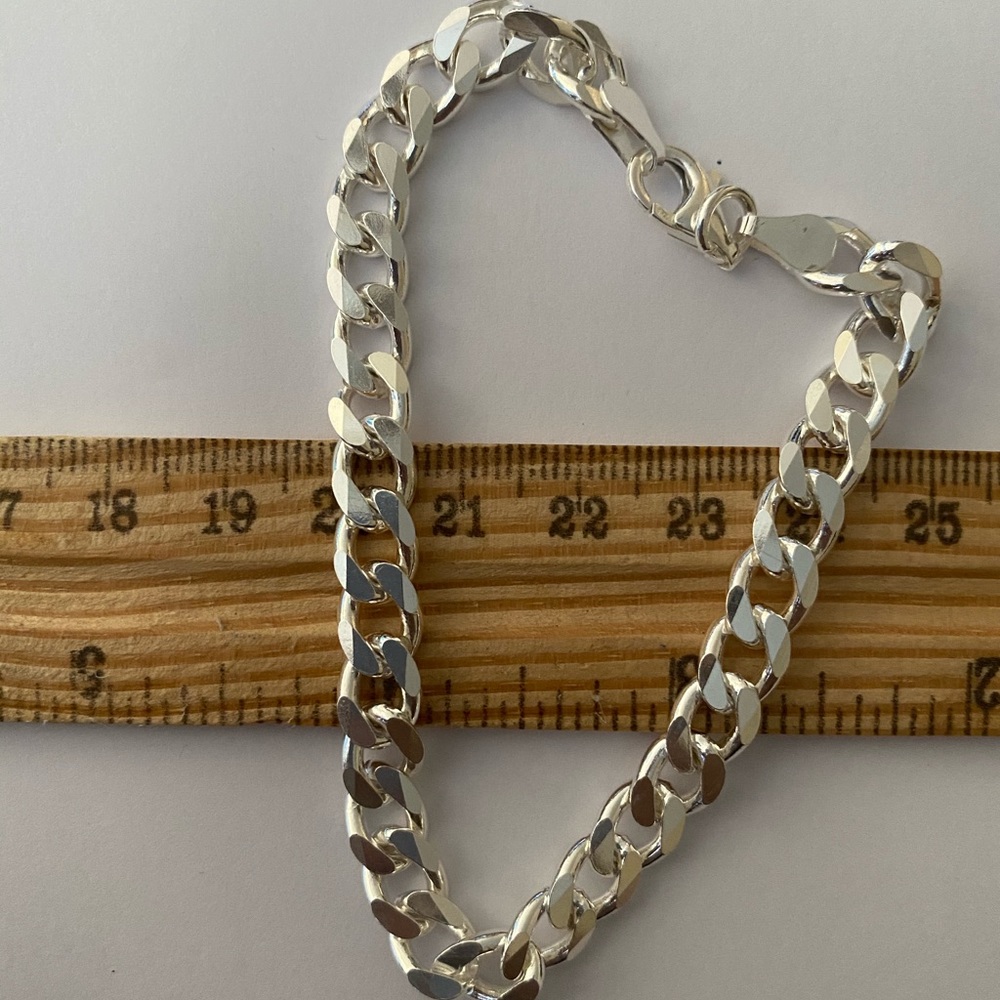 Unisex 925 Silver bracelet 8 inches cuban chain - Picture 2 of 3